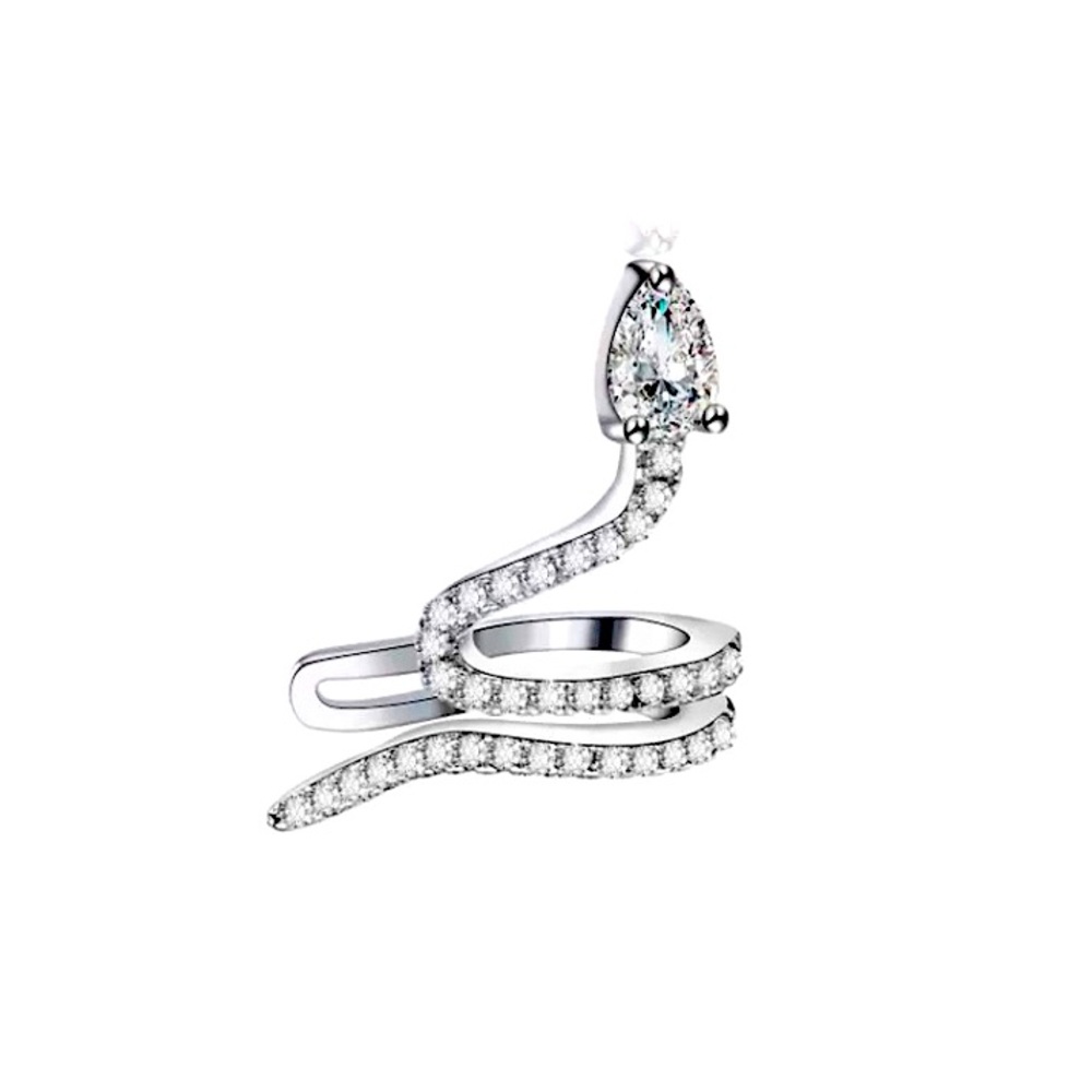 ⚜️[𝟯𝟬%𝗢𝗙𝗙|𝗯𝘂𝗻𝗱𝗹𝗲𝘀 𝟯+]⚜️CZ Rhodium Snake Cuff Earring NEW - Picture 2 of 12